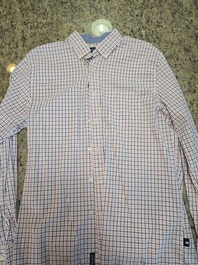 Crown & Ivy Classic Fit Pink Blue Check Button Down Shirt Men’s M